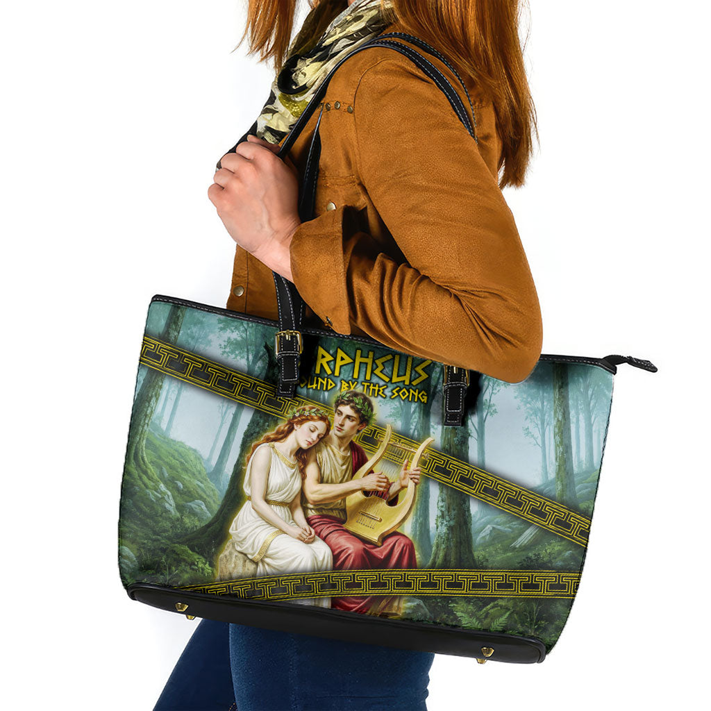 Orpheus And Eurydice Greek Mythology Lyre Leather Tote Bag Vintage Ancient Greek Meander Classical Statue
