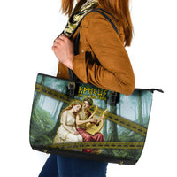 Orpheus And Eurydice Greek Mythology Lyre Leather Tote Bag Vintage Ancient Greek Meander Classical Statue