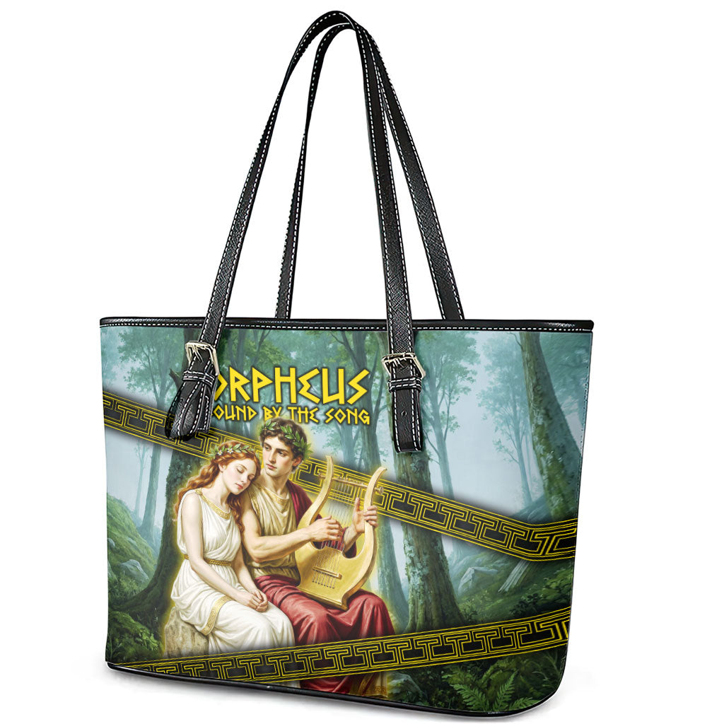 Orpheus And Eurydice Greek Mythology Lyre Leather Tote Bag Vintage Ancient Greek Meander Classical Statue