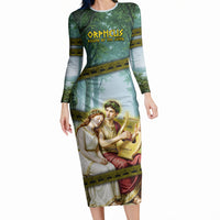 Orpheus And Eurydice Greek Mythology Lyre Long Sleeve Bodycon Dress Vintage Ancient Greek Meander Classical Statue