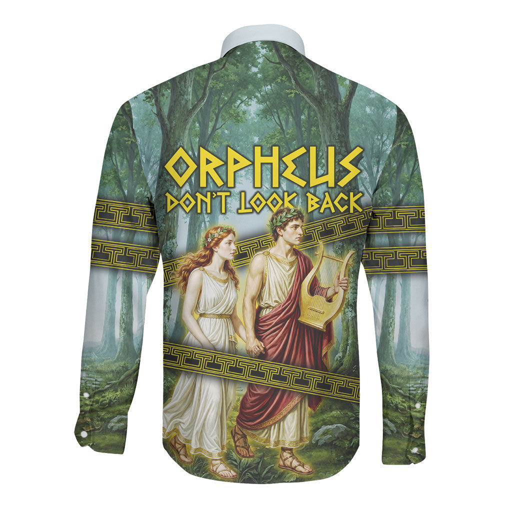 Orpheus And Eurydice Greek Mythology Lyre Long Sleeve Button Shirt Vintage Ancient Greek Meander Classical Statue