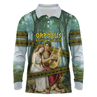 Orpheus And Eurydice Greek Mythology Lyre Long Sleeve Polo Shirt Vintage Ancient Greek Meander Classical Statue