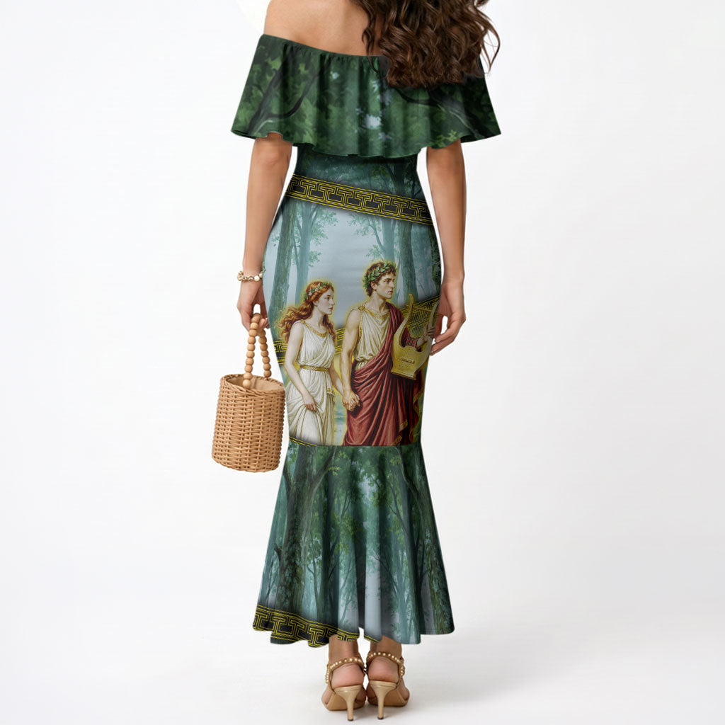 Orpheus And Eurydice Greek Mythology Lyre Mermaid Dress Vintage Ancient Greek Meander Classical Statue
