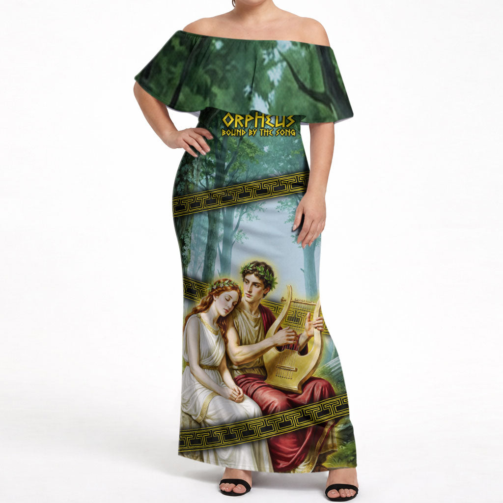 Orpheus And Eurydice Greek Mythology Lyre Off Shoulder Maxi Dress Vintage Ancient Greek Meander Classical Statue