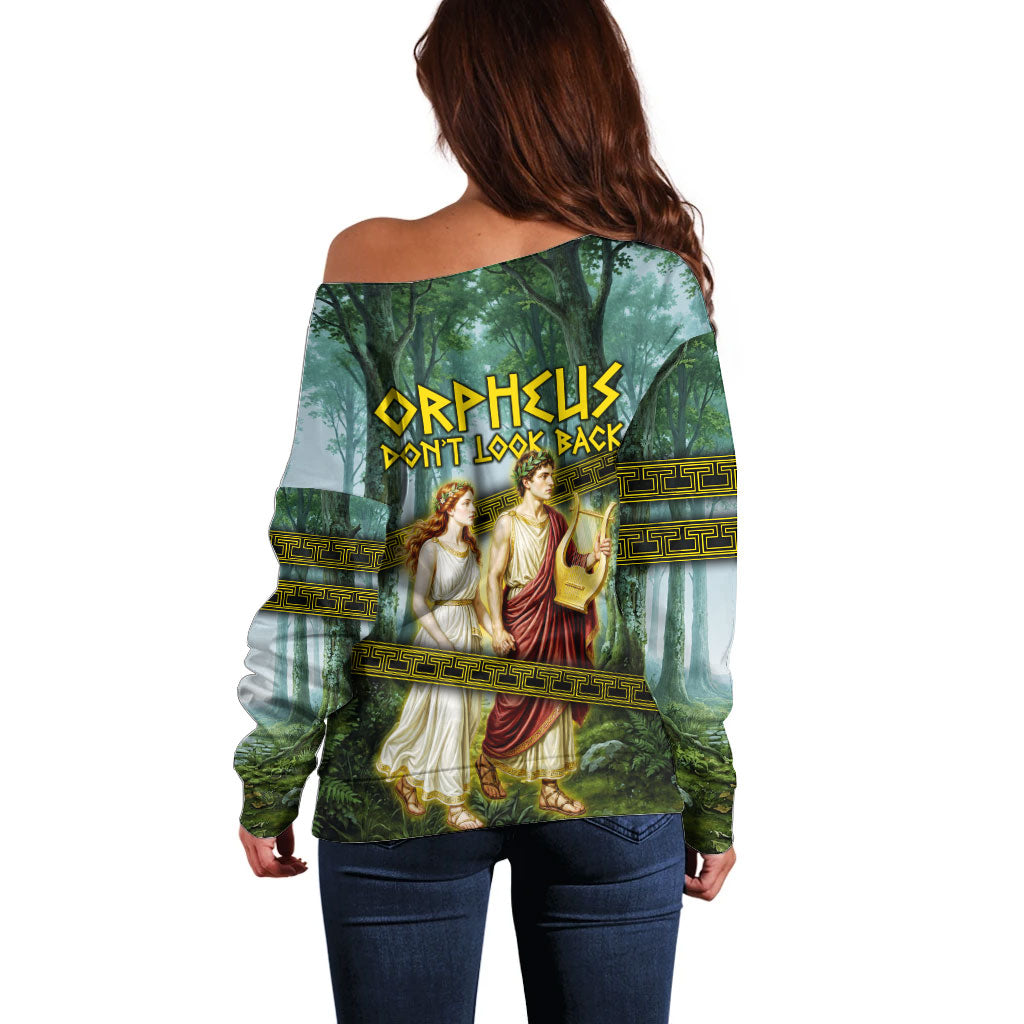Orpheus And Eurydice Greek Mythology Lyre Off Shoulder Sweater Vintage Ancient Greek Meander Classical Statue