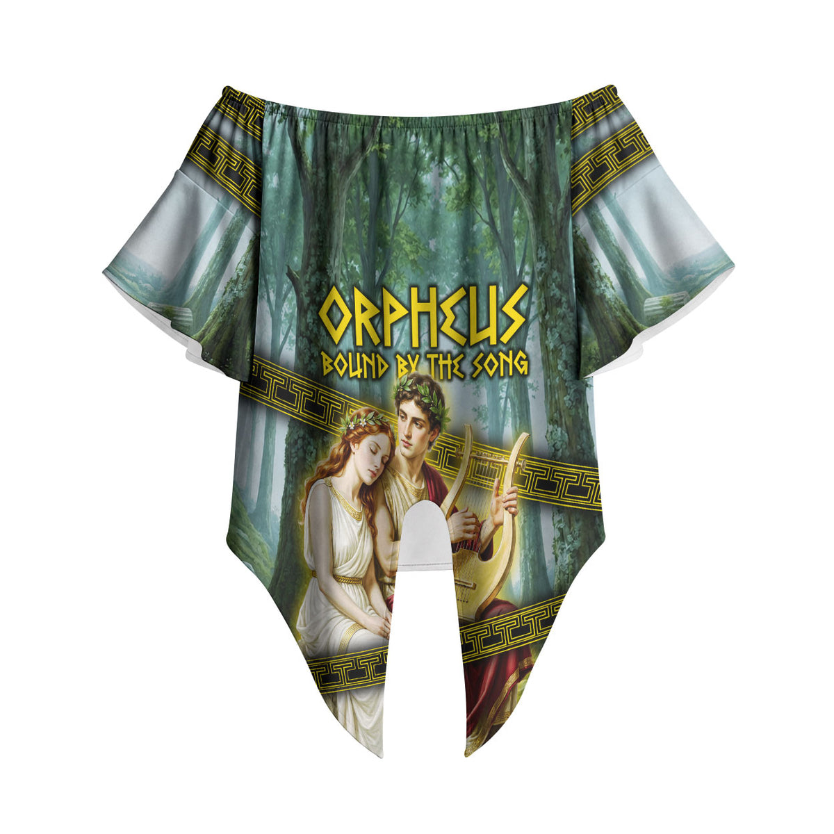Orpheus And Eurydice Greek Mythology Lyre Off Shoulder Wrap Waist Top Vintage Ancient Greek Meander Classical Statue
