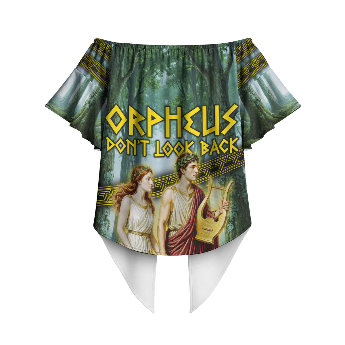 Orpheus And Eurydice Greek Mythology Lyre Off Shoulder Wrap Waist Top Vintage Ancient Greek Meander Classical Statue