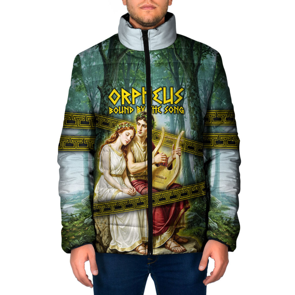 Orpheus And Eurydice Greek Mythology Lyre Padded Jacket Vintage Ancient Greek Meander Classical Statue