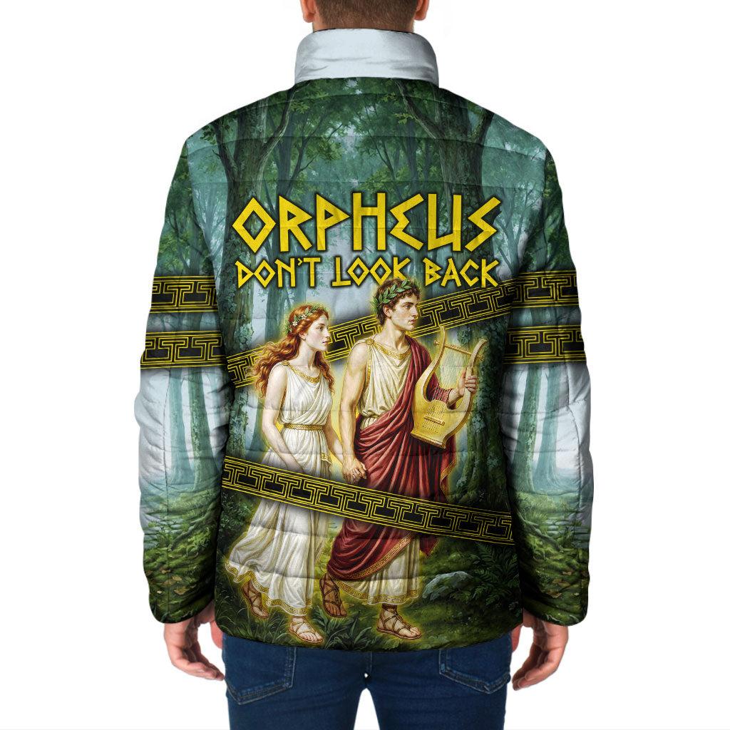 Orpheus And Eurydice Greek Mythology Lyre Padded Jacket Vintage Ancient Greek Meander Classical Statue