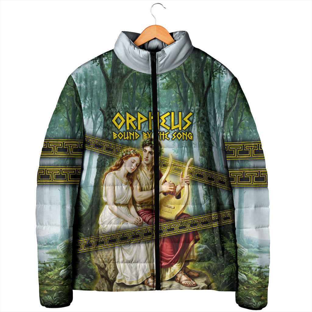 Orpheus And Eurydice Greek Mythology Lyre Padded Jacket Vintage Ancient Greek Meander Classical Statue