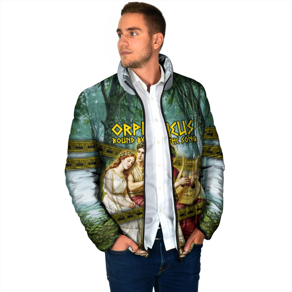 Orpheus And Eurydice Greek Mythology Lyre Padded Jacket Vintage Ancient Greek Meander Classical Statue