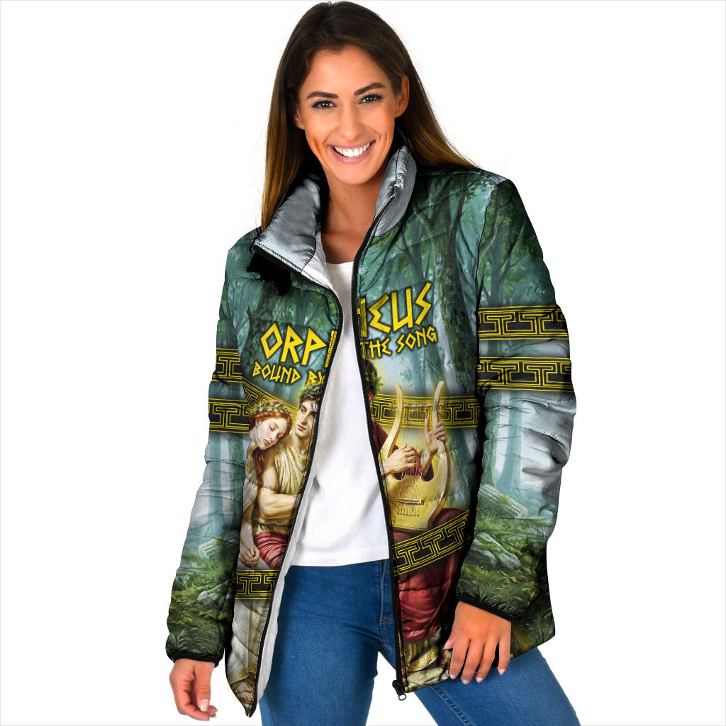 Orpheus And Eurydice Greek Mythology Lyre Padded Jacket Vintage Ancient Greek Meander Classical Statue