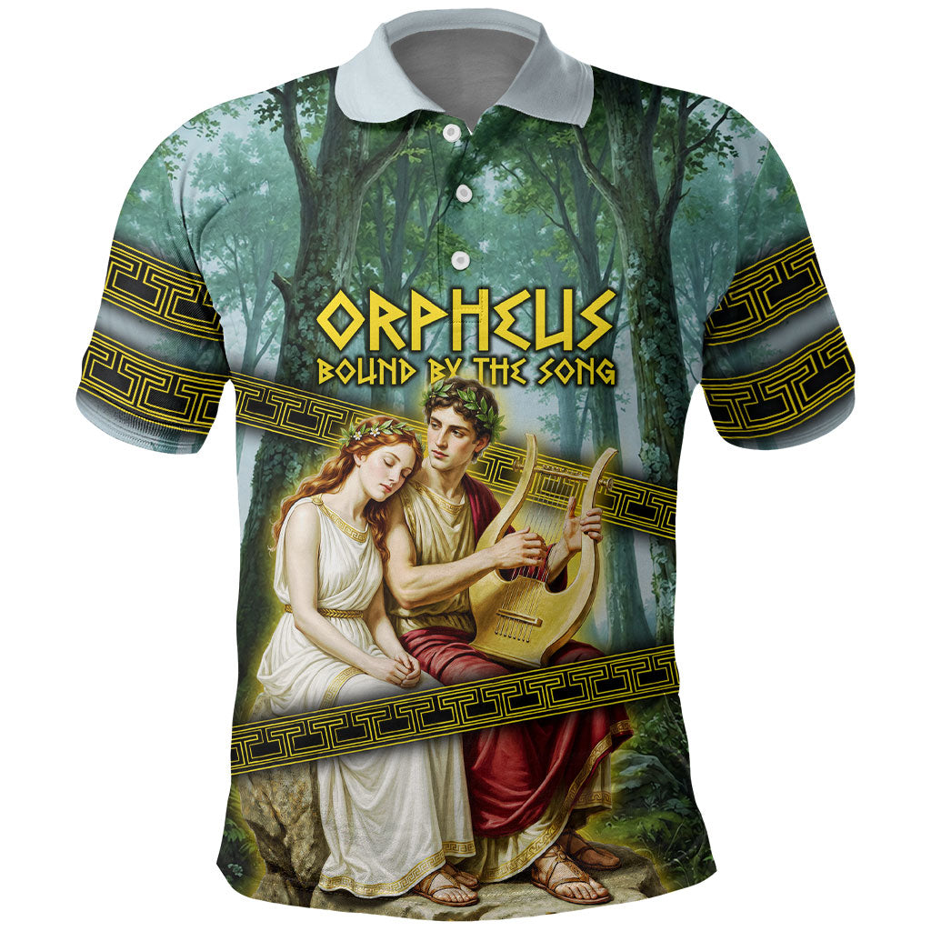 Orpheus And Eurydice Greek Mythology Lyre Polo Shirt Vintage Ancient Greek Meander Classical Statue