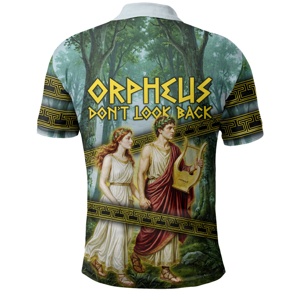 Orpheus And Eurydice Greek Mythology Lyre Polo Shirt Vintage Ancient Greek Meander Classical Statue