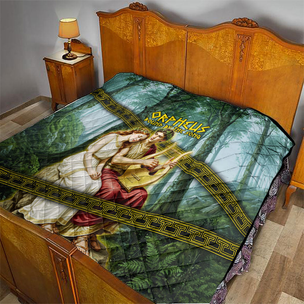 Orpheus And Eurydice Greek Mythology Lyre Quilt Vintage Ancient Greek Meander Classical Statue