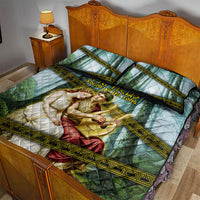 Orpheus And Eurydice Greek Mythology Lyre Quilt Bed Set Vintage Ancient Greek Meander Classical Statue