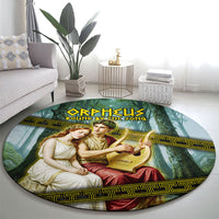 Orpheus And Eurydice Greek Mythology Lyre Round Carpet Vintage Ancient Greek Meander Classical Statue