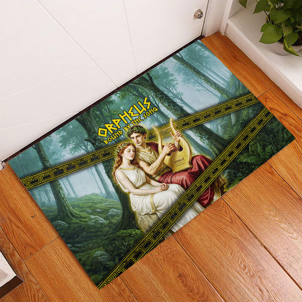 Orpheus And Eurydice Greek Mythology Lyre Rubber Doormat Vintage Ancient Greek Meander Classical Statue