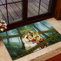 Orpheus And Eurydice Greek Mythology Lyre Rubber Doormat Vintage Ancient Greek Meander Classical Statue