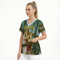 Orpheus And Eurydice Greek Mythology Lyre Scrub Top Vintage Ancient Greek Meander Classical Statue