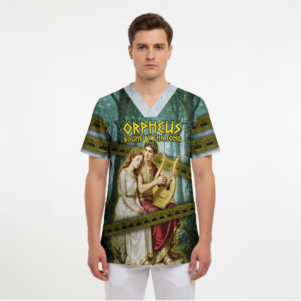 Orpheus And Eurydice Greek Mythology Lyre Scrub Top Vintage Ancient Greek Meander Classical Statue