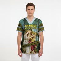 Orpheus And Eurydice Greek Mythology Lyre Scrub Top Vintage Ancient Greek Meander Classical Statue