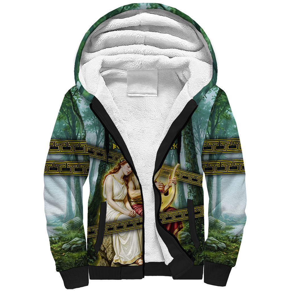 Orpheus And Eurydice Greek Mythology Lyre Sherpa Hoodie Vintage Ancient Greek Meander Classical Statue