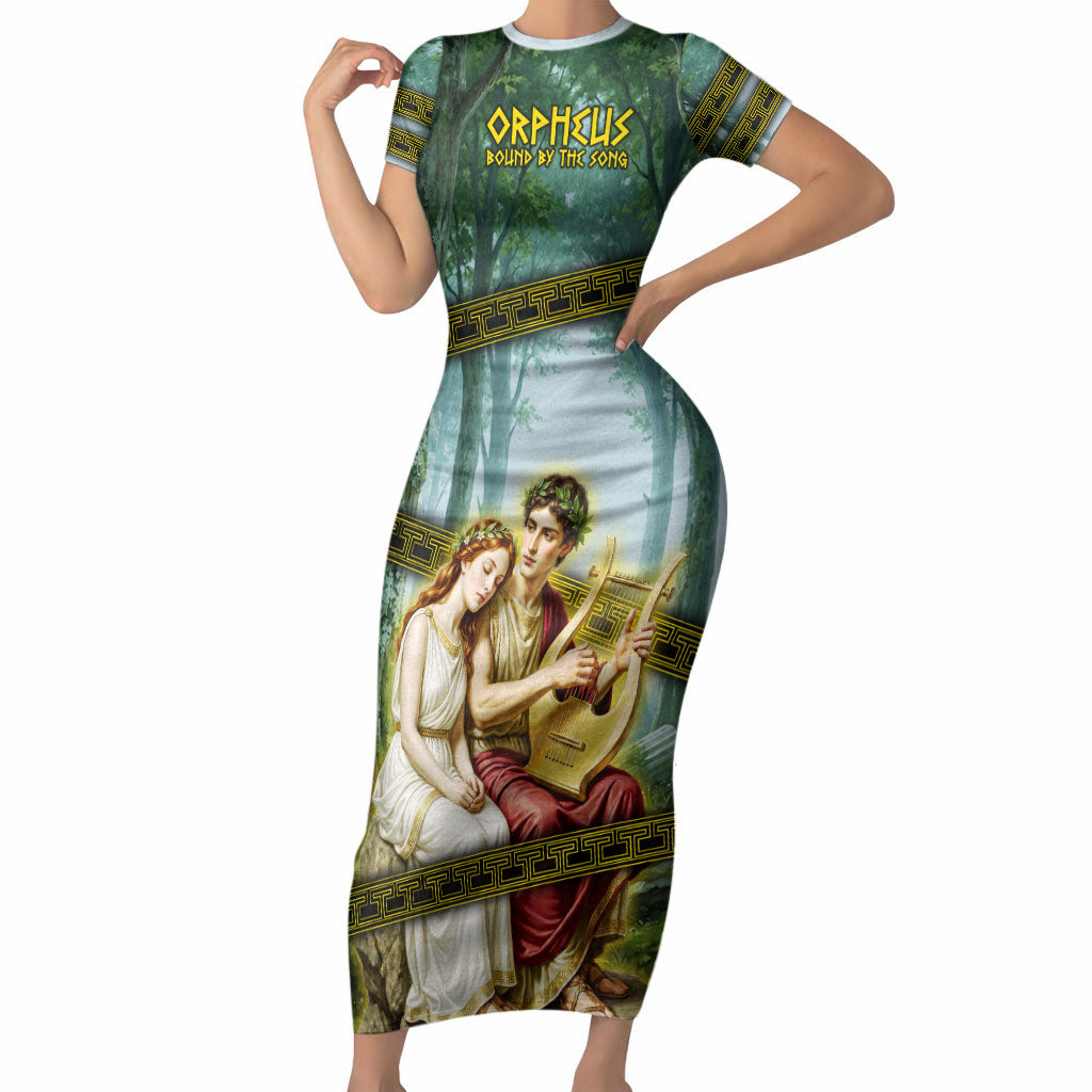Orpheus And Eurydice Greek Mythology Lyre Short Sleeve Bodycon Dress Vintage Ancient Greek Meander Classical Statue