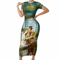 Orpheus And Eurydice Greek Mythology Lyre Short Sleeve Bodycon Dress Vintage Ancient Greek Meander Classical Statue