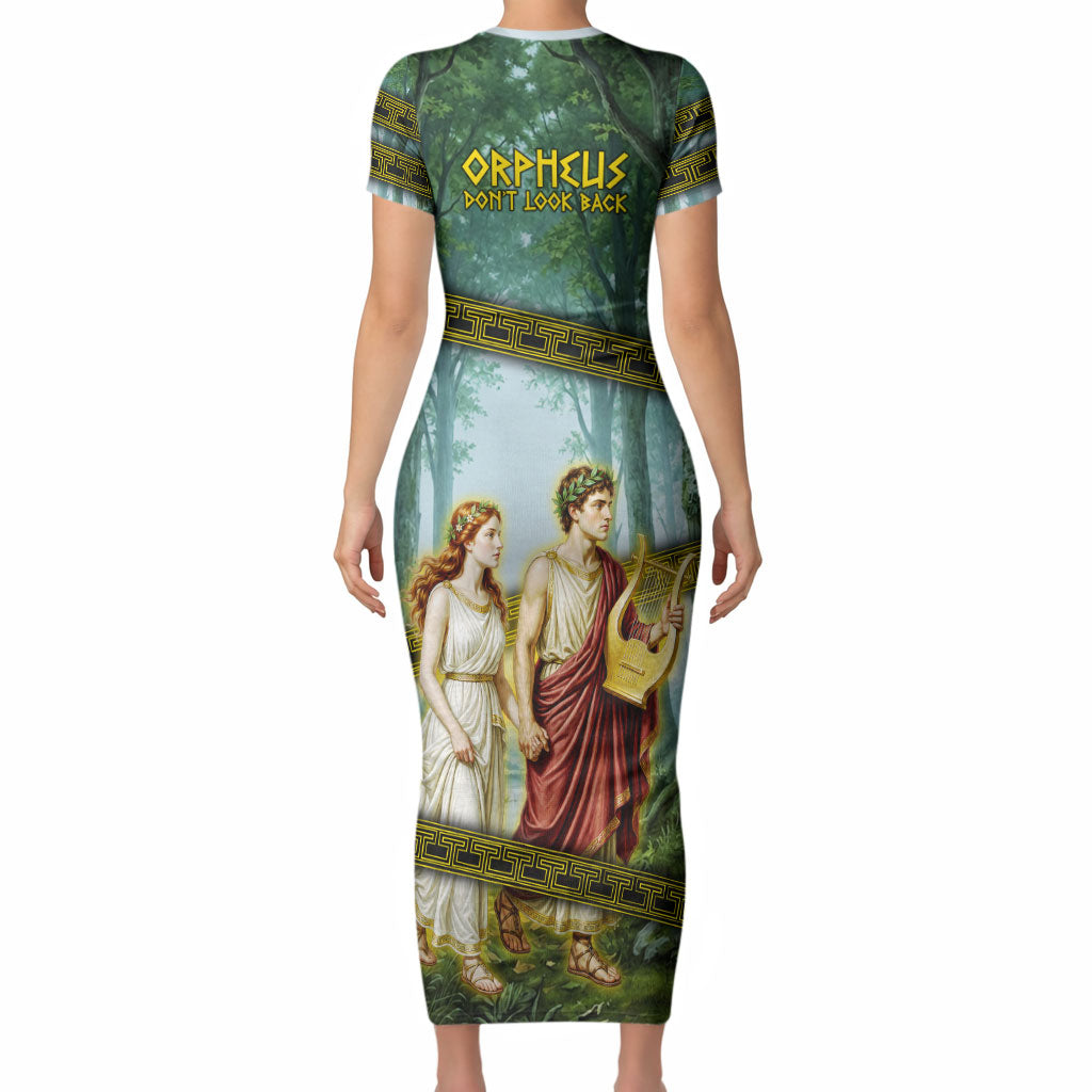 Orpheus And Eurydice Greek Mythology Lyre Short Sleeve Bodycon Dress Vintage Ancient Greek Meander Classical Statue