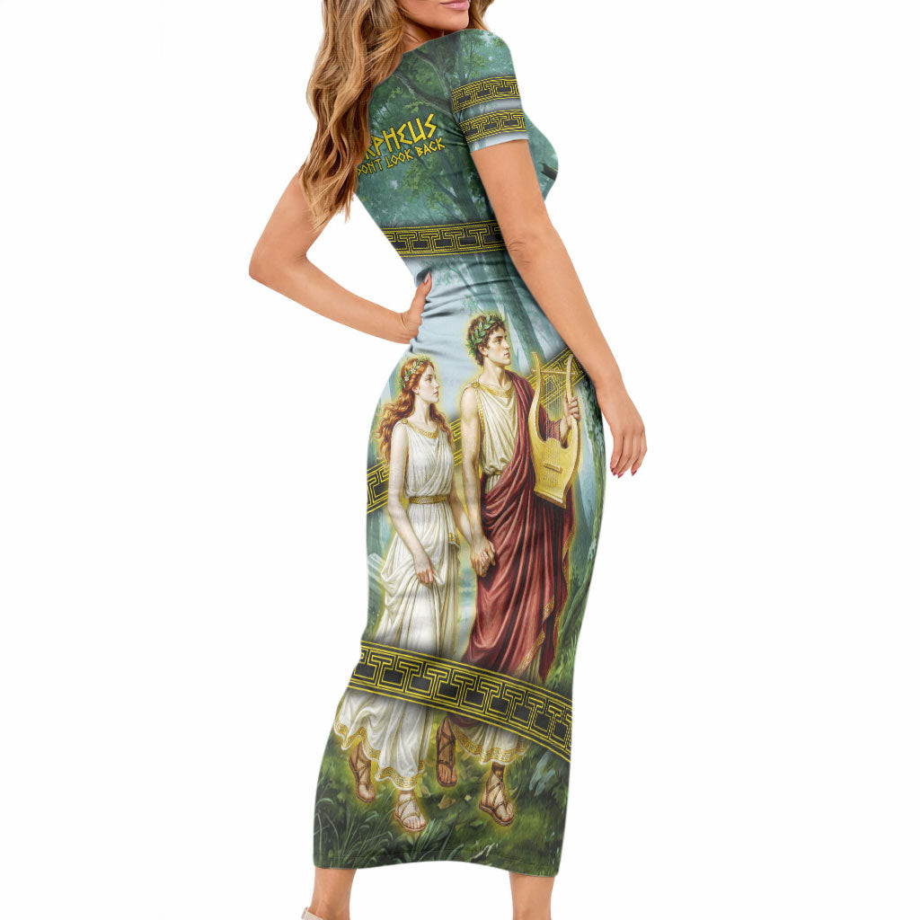 Orpheus And Eurydice Greek Mythology Lyre Short Sleeve Bodycon Dress Vintage Ancient Greek Meander Classical Statue