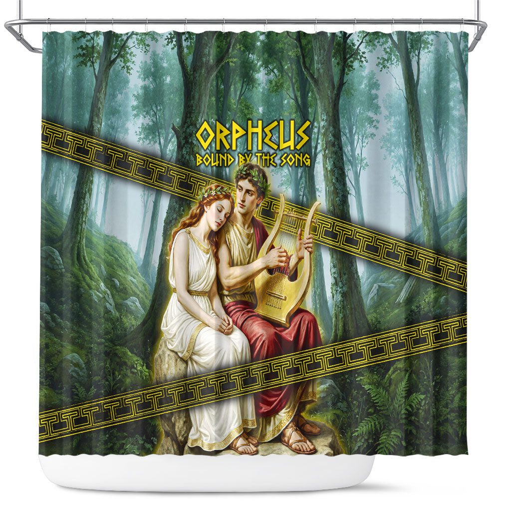 Orpheus And Eurydice Greek Mythology Lyre Shower Curtain Vintage Ancient Greek Meander Classical Statue