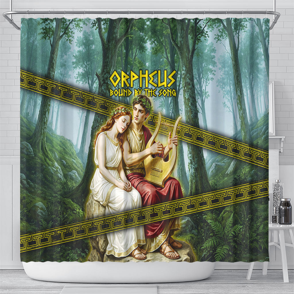 Orpheus And Eurydice Greek Mythology Lyre Shower Curtain Vintage Ancient Greek Meander Classical Statue