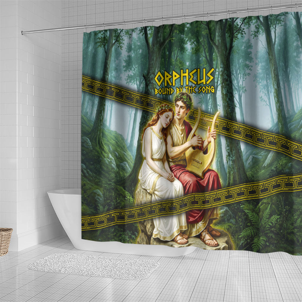 Orpheus And Eurydice Greek Mythology Lyre Shower Curtain Vintage Ancient Greek Meander Classical Statue