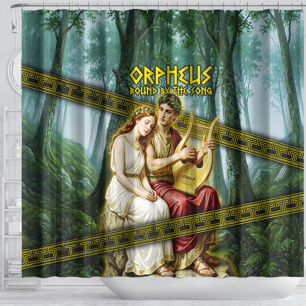 Orpheus And Eurydice Greek Mythology Lyre Shower Curtain Vintage Ancient Greek Meander Classical Statue