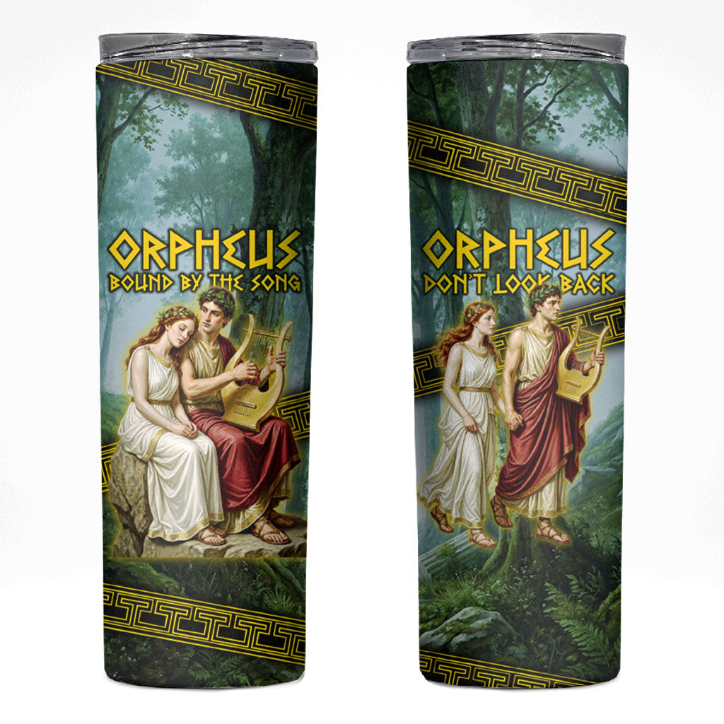 Orpheus And Eurydice Greek Mythology Lyre Skinny Tumbler Vintage Ancient Greek Meander Classical Statue