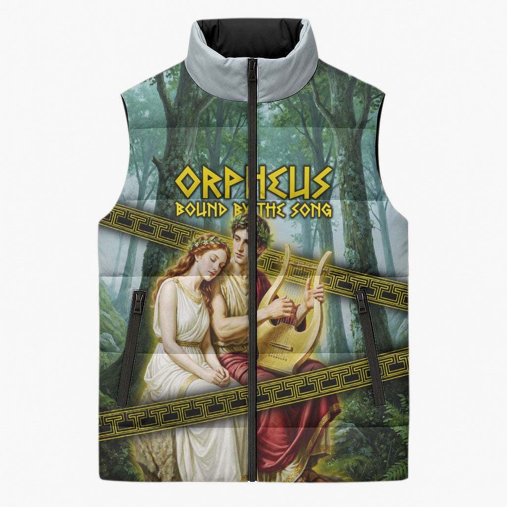Orpheus And Eurydice Greek Mythology Lyre Sleeveless Puffer Jacket Vintage Ancient Greek Meander Classical Statue