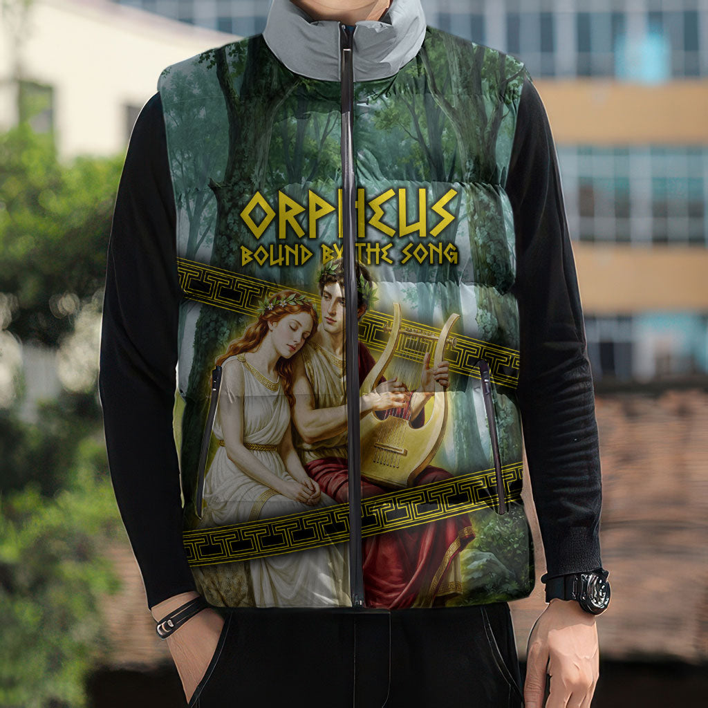 Orpheus And Eurydice Greek Mythology Lyre Sleeveless Puffer Jacket Vintage Ancient Greek Meander Classical Statue