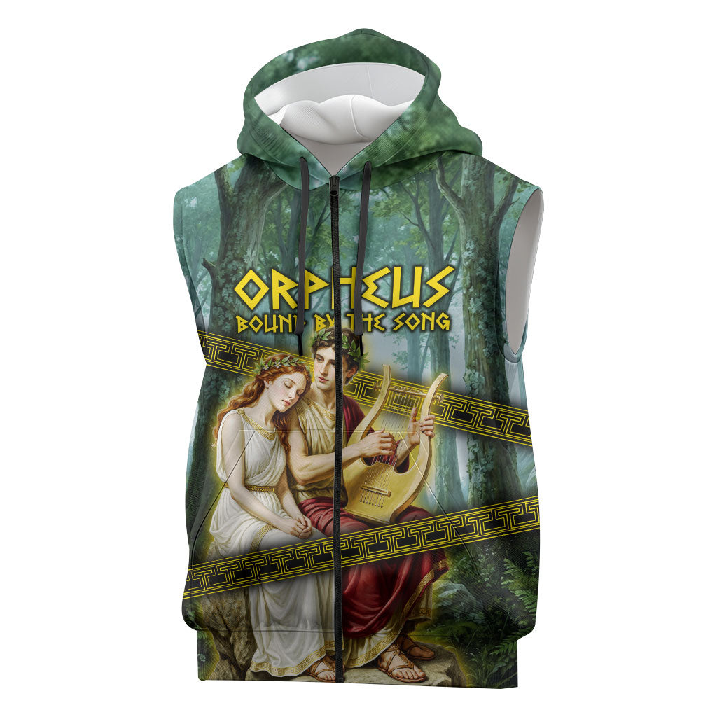 Orpheus And Eurydice Greek Mythology Lyre Sleeveless Zip Hoodie Vintage Ancient Greek Meander Classical Statue