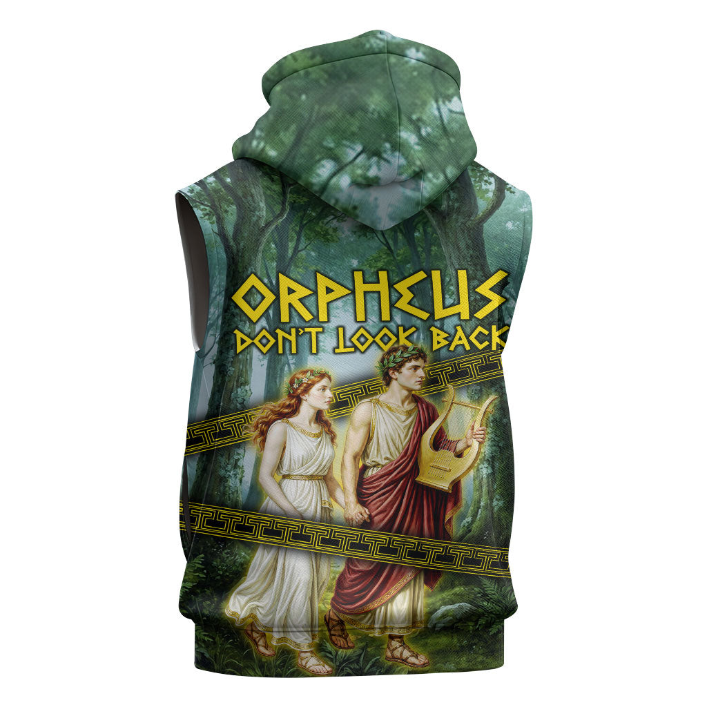 Orpheus And Eurydice Greek Mythology Lyre Sleeveless Zip Hoodie Vintage Ancient Greek Meander Classical Statue