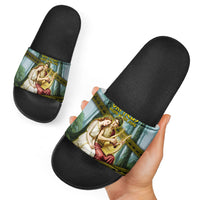 Orpheus And Eurydice Greek Mythology Lyre Slide Sandals Vintage Ancient Greek Meander Classical Statue