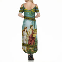 Orpheus And Eurydice Greek Mythology Lyre Summer Maxi Dress Vintage Ancient Greek Meander Classical Statue