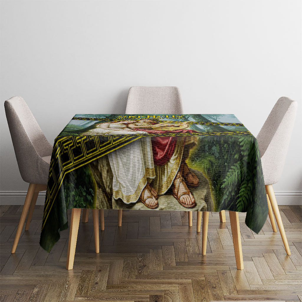 Orpheus And Eurydice Greek Mythology Lyre Tablecloth Vintage Ancient Greek Meander Classical Statue