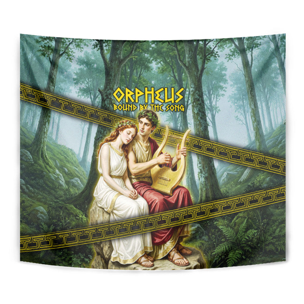 Orpheus And Eurydice Greek Mythology Lyre Tapestry Vintage Ancient Greek Meander Classical Statue