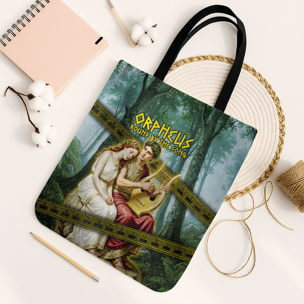 Orpheus And Eurydice Greek Mythology Lyre Tote Bag Vintage Ancient Greek Meander Classical Statue
