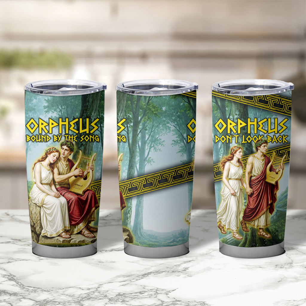 Orpheus And Eurydice Greek Mythology Lyre Tumbler Cup Vintage Ancient Greek Meander Classical Statue