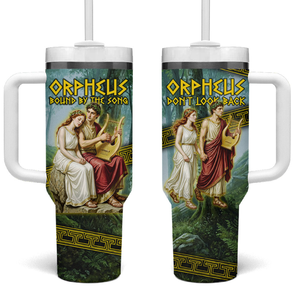 Orpheus And Eurydice Greek Mythology Lyre Tumbler With Handle Vintage Ancient Greek Meander Classical Statue