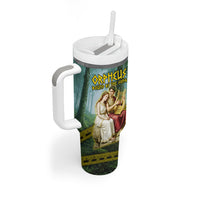 Orpheus And Eurydice Greek Mythology Lyre Tumbler With Handle Vintage Ancient Greek Meander Classical Statue