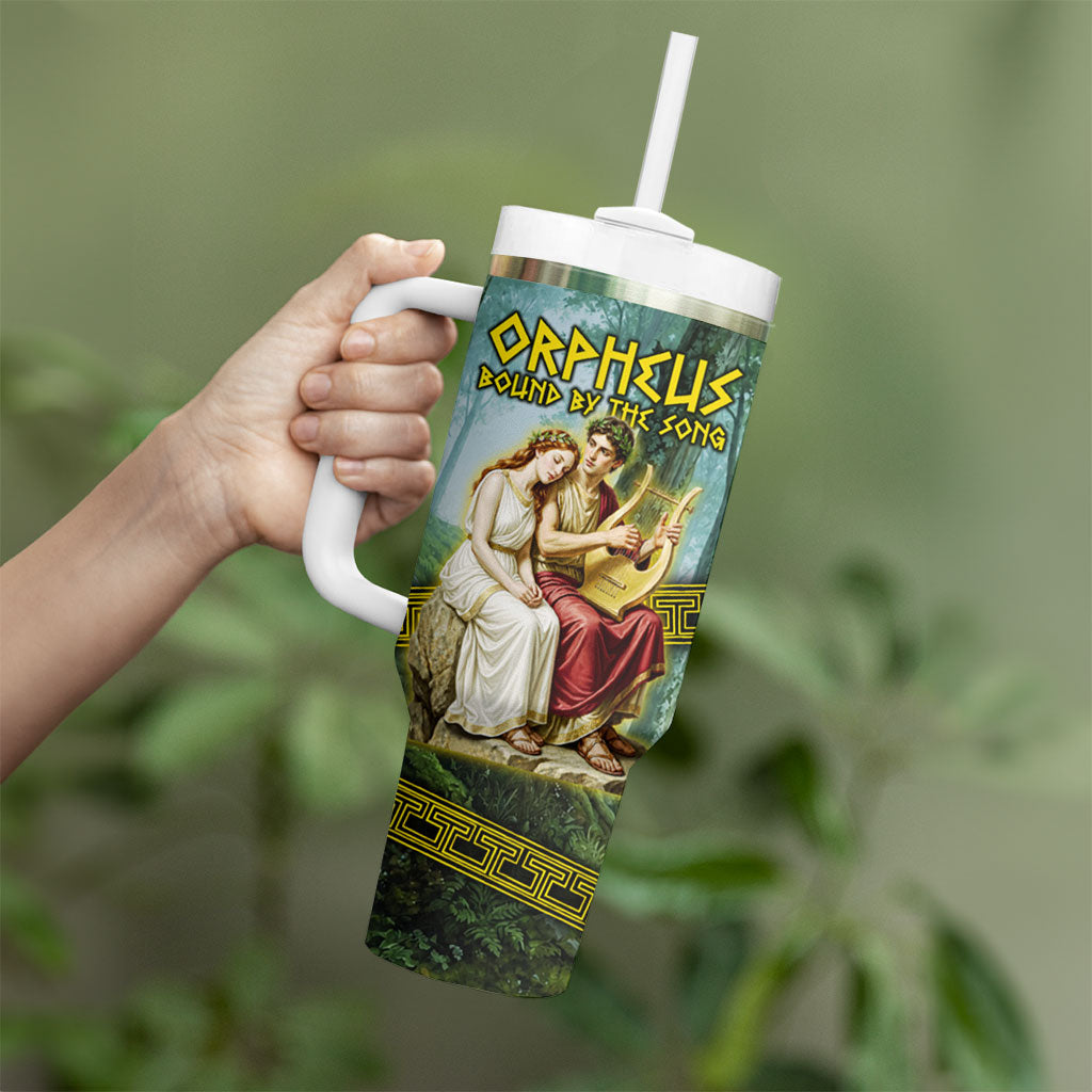 Orpheus And Eurydice Greek Mythology Lyre Tumbler With Handle Vintage Ancient Greek Meander Classical Statue