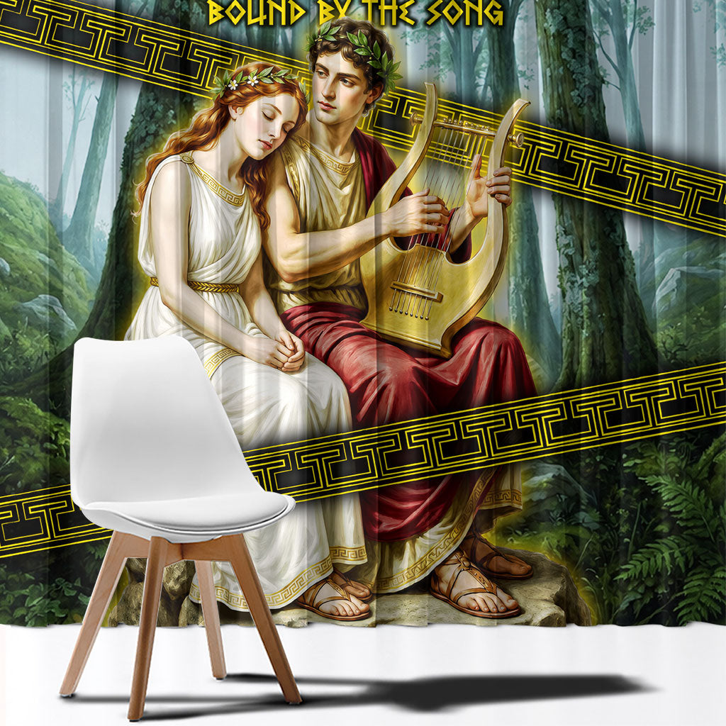 Orpheus And Eurydice Greek Mythology Lyre Window Curtain Vintage Ancient Greek Meander Classical Statue